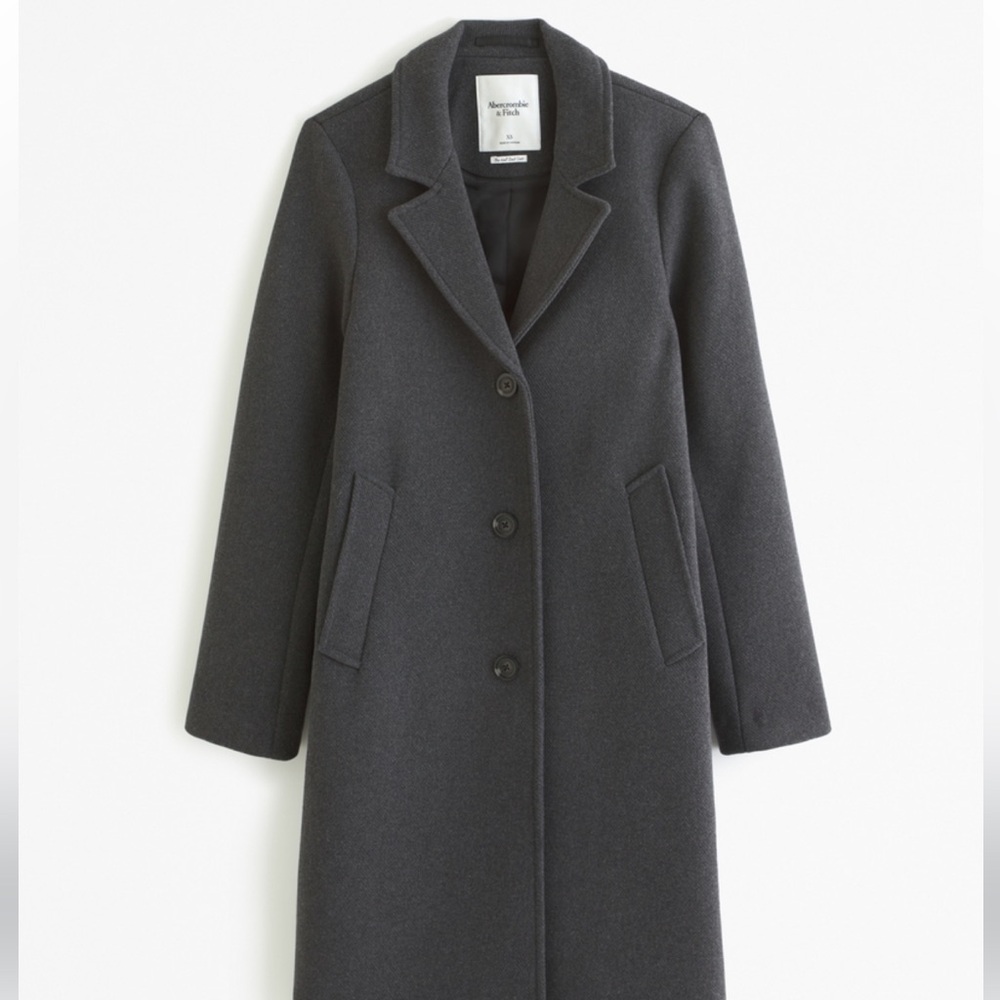 Abercrombie Jacket - Dark Grey Wool Blend Dad Coat / Long Trench Coat - XS